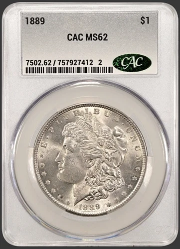 1889 MORGAN "CAC MS62" - LUSTER/ BREAST FEATHERS & NICE COLOR, CRISP WHITE!💥✅