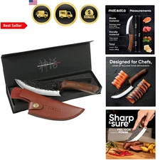 Chef Knife Japanese Steel Kitchen Knife with Leather Sheath for Cooking