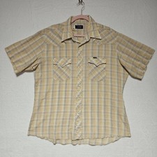 Vtg WRANGLER Shirt Mens SZ XL Western Wear Short Sleeve Pearl Snap