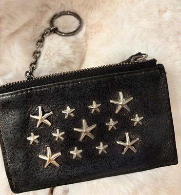 Jimmy Choo Leather Star Studded Wallet Keychain