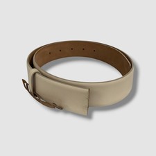 Salvatore Ferragamo Men White Smooth Leather Belt Strap Size 37.5  Strap Only 