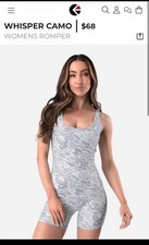 Ethika Whisper Camo Romper One-Piece Gray/White M Sleeveless Stretch