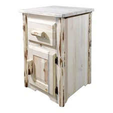 Pemberly Row Solid Wood End Table with Drawer and Door in Natural