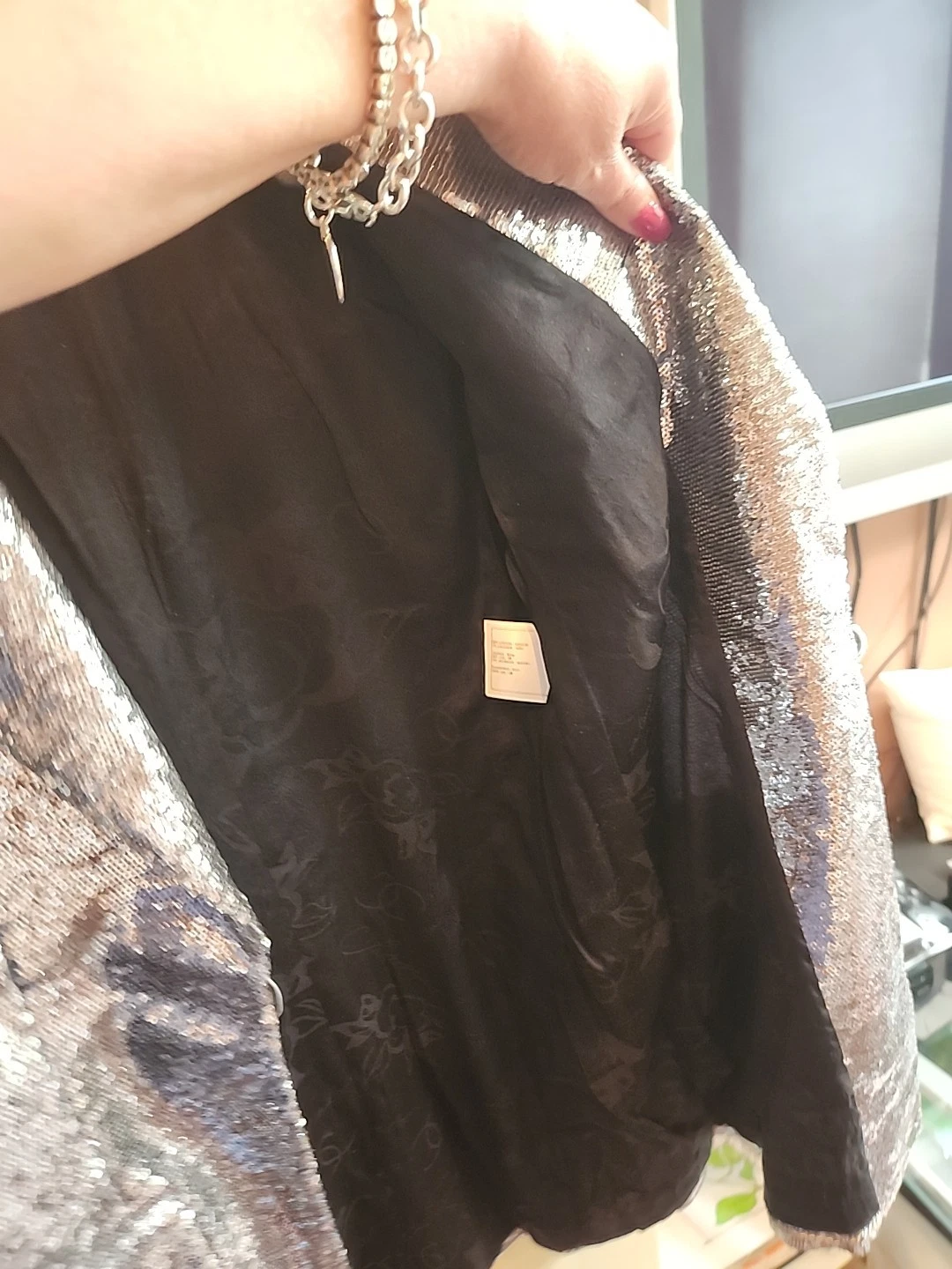 Giacca tuta Chanel in paillettes argento come nuova taglia 38 made in France