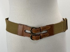 Vtg Banana Republic Double Buckle Belt Canvas Leather 25  -38  Made England 80s