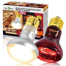 75W Reptile Heat Lamp Bulb, 2PCS Day  Night Basking Spot Light Combo Pack In...