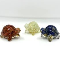 Good Luck Turtle -- Set of 3 -- Red, White, & Blue 2-Inch Stone Figures