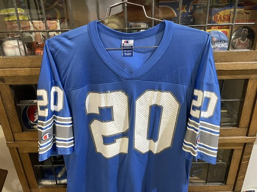 VTG Barry Sanders #20 Detroit Lions Blue CHAMPION Football Jersey SZ 48 - Cool - Picture 10 of 19