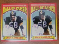 2  1990 Score Hall Of Famer Jack Lambert #598 Football Card Pittsburgh Steelers