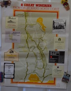 Vintage Great Wineries California's North Coast Map #9 Poster Advertising Wine