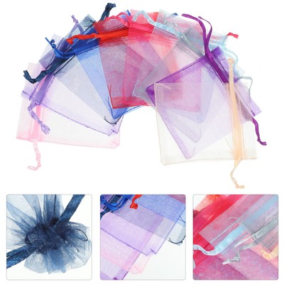  100 Pcs Mesh Bags Mini White  Gift Daily Things Storage Pouches