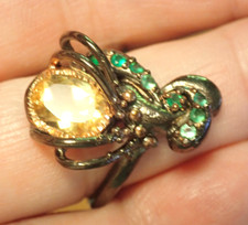 Natural Citrine 925 Sterling Silver Ring Size 8