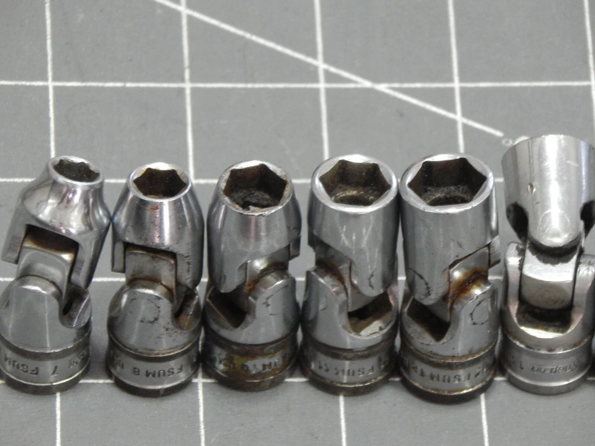 Vintage Snap On 14OF 15Pc Metric 3 8 Dr Swivel Universal Socket Set 7MM 24MM 6Pt