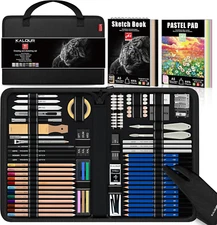 95-Piece Sketching and Drawing Art Set with 3-Color Sketch Book and Pastel Paper