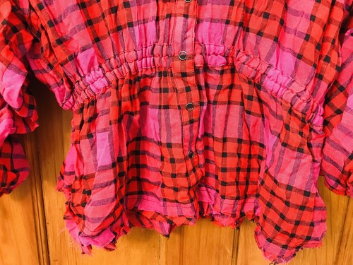 Free People Pacific Dawn long sleeve red combo plaid shirt NWT size XS $118.00 - Picture 4 of 7