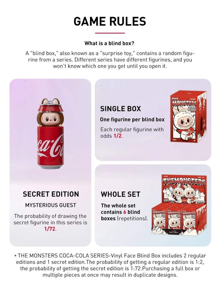 THE MONSTERS コカコーラ LABUBU SEACLET1/72 Pop Mart Labubu The Monsters Coca Cola Series Vinyl Face