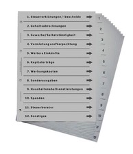 Ordnerregister f&uuml;r Steuern und Finanzamt, durchdachtes Register f. DIN A4 Ordner