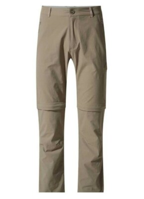 Men's Craghoppers NL Pro Convertible Pants Size 36 R Brown Insect Shield Hiking
