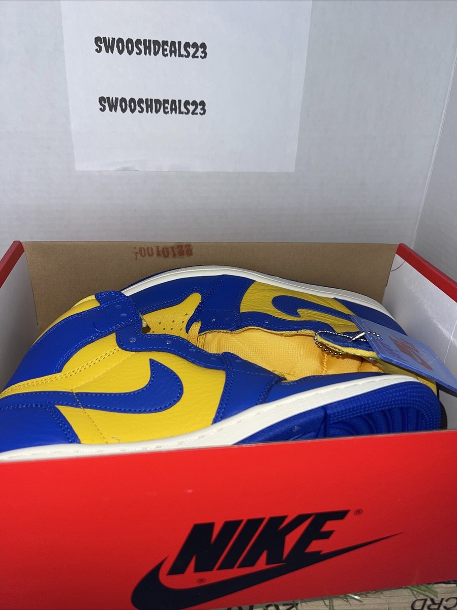 Nike Air Jordan 1 OG Retro High Laney Shoes Blue Yellow