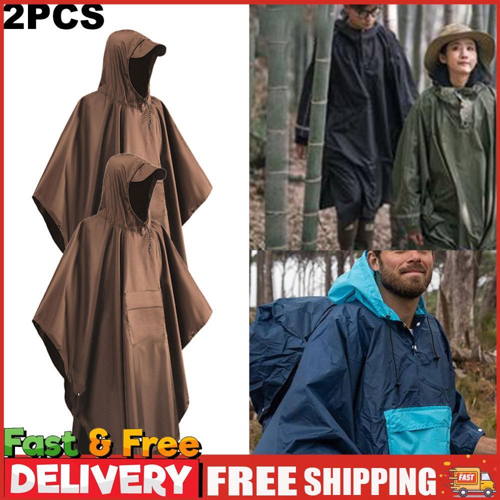 ALTRA Poncho 2 pezzi 3 in 1 donna uomo impermeabile con cappuccio turismo campeggio antipioggia (marrone)