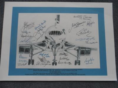 Letzter Flug von BRITISH AIRWAYS CONCORDE Crew Bild AUFDRUCK VOLL unterzeichnet