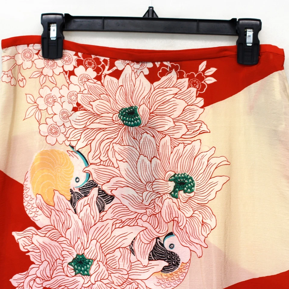 Falda midi con cremallera 100 % seda geranio French Connection talla 8 Y2K Foto 2 de 4