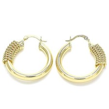 Women's Small Fancy 14K Gold Filled High Polish Spiral Round Hoop Earrings 30mm