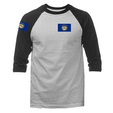 State of Nebraska Flag Crest NE Graphic 3/4 Sleeve Raglan