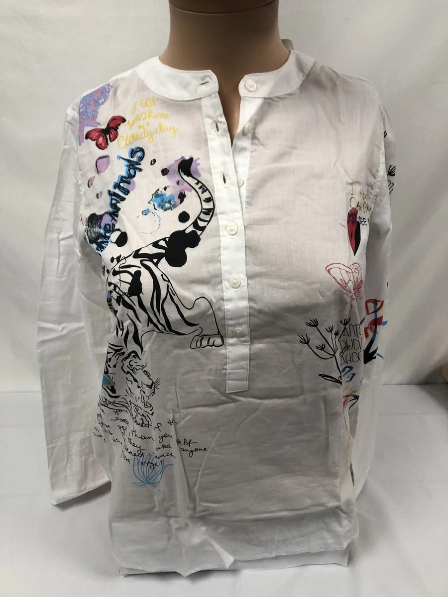 Haut Fille Desigual – Motif Fleurs Et Papillons – Taille 7/8 Ans – Occasion Très Bon état