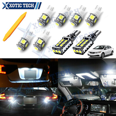 For Honda Civic 2013-2021 White LED Interior,License,Backup Light Bulbs + Tool