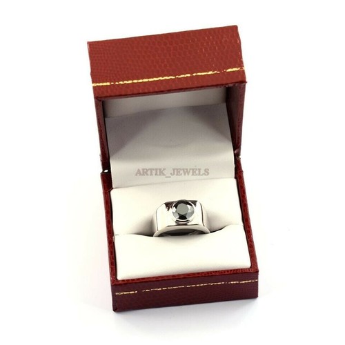 Natural Ónice Negro Con 14K Blanco Anillo Plata Chapado en Oro para Hombre #1111 - Imagen 7 de 14