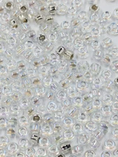 Vintage Glass Seed Beads TOHO Clear Iris & Clear Silver Lined Mix 8/0 C4-61