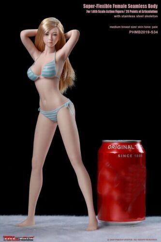 1/6 Seamless Female Body Action Figure Pale Asian Slim Wirh+Head Phicen 12" Doll - 第 1/7 張圖片