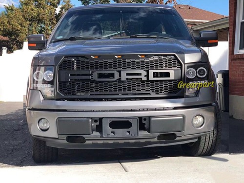 For 2009-2014 Ford F150 Grill Grille Raptor Style Upgrade Mesh Black W/Letters - Picture 11 of 16