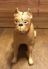 Antique c1900 AC Williams Hubley ? Cast Iron Boxer Dog Still Coin Bank