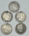 1853 - 1911 Seated Liberty 10c and  Barber 10c Silver Dimes Lot of 5