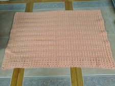 Crochet Baby Blanket Throw Girl 33 x 23 Inches Peach Color