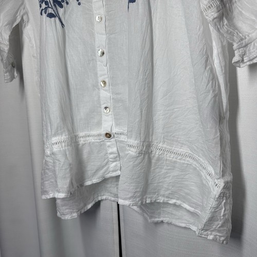 NWT Sundance JP And Mattie White Blue Sabine Embroidered Floral Blouse Top M - Picture 3 of 15