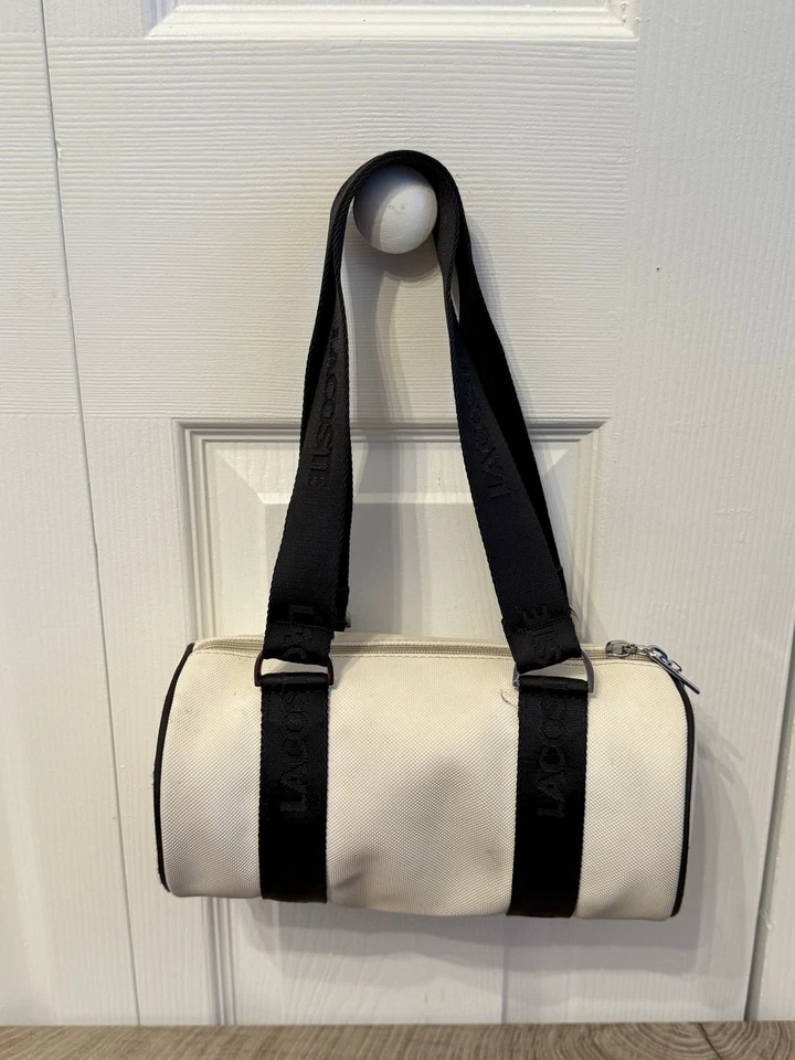 BOLSO DE MANO LACOSTE Vintage Clásico Blanco Negro - Usado  Foto 2 de 4