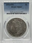 1878 8TF Morgan Silver Dollar PCGS MS63. Brilliant UNC