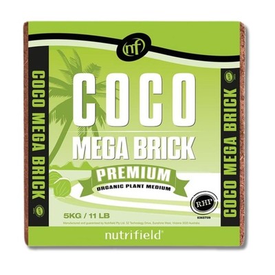 Nutrifield Coco Coir Mega Brick Organic Coconut 11lb 5kg 55 Liter, Outdo 