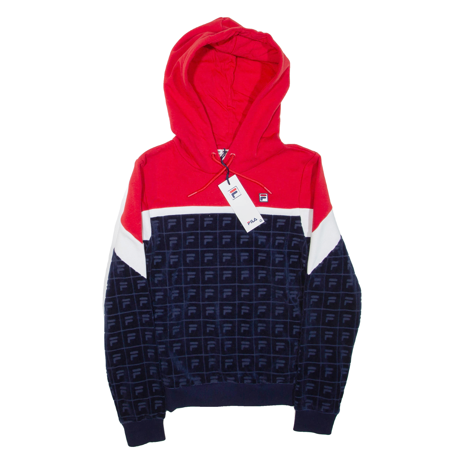 Felpa con cappuccio FILA Velour Colourblock uomo rossa XS