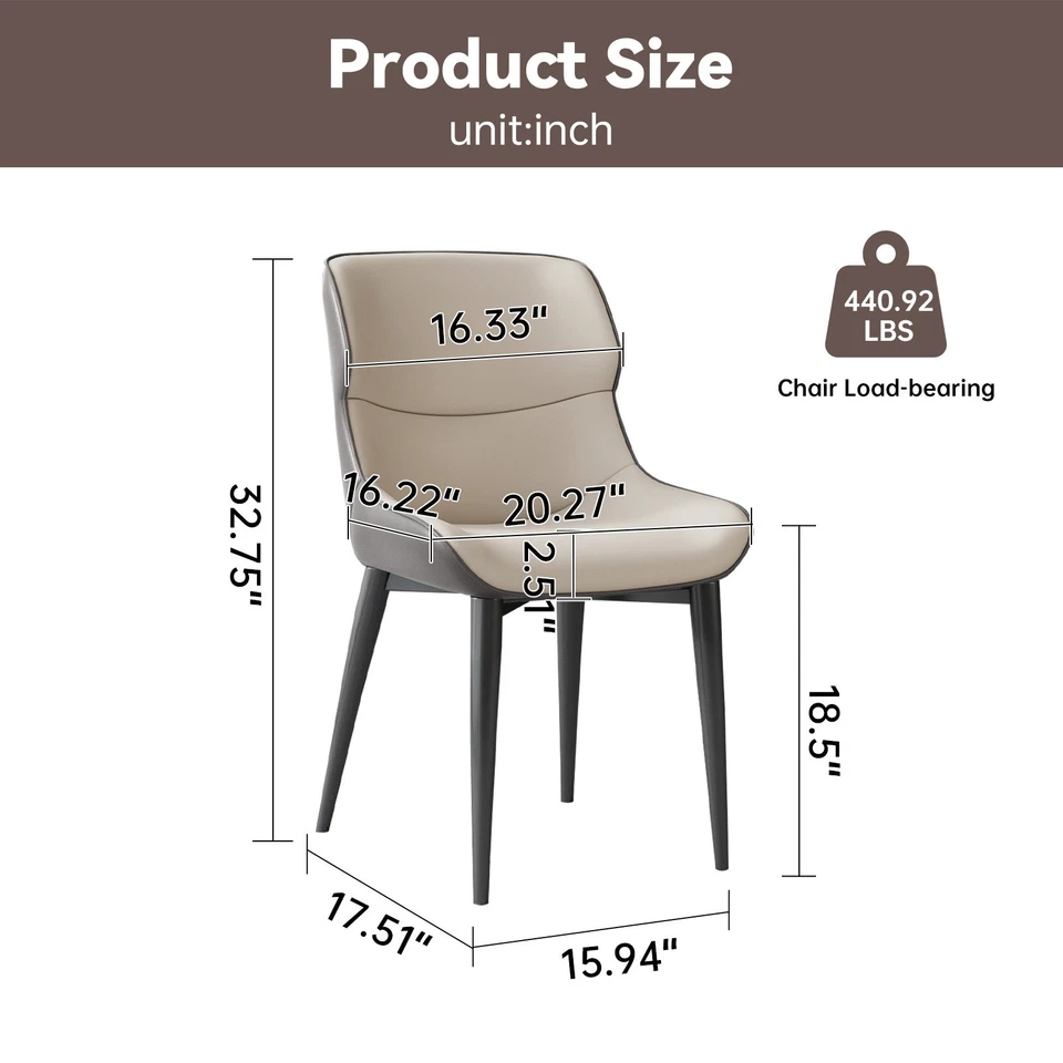 Juego de 2 Sillas de Comedor Sillas de Cuero PU Gris con Cómodo Cojín para Cocina Foto 2 de 4
