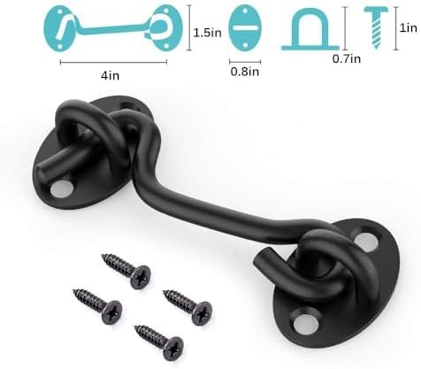 2 Pack Hook and Eye Latch Stainless Steel Heavy Duty Privacy Lock for Sliding Barn Door (4 Inch 2 Pack Hook and Eye Latch Stainless Steel Heavy Duty Privacy Lock for Sliding Barn Door (4 Inch