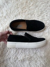 Steve Madden Gills Black Suede Slip On Platform Sneakers Womens 8M