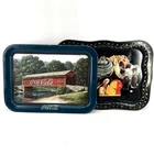 Vintage Coca-Cola Metal Serving Trays Lot of 2 Jim Harrison Summer Bridge 1995