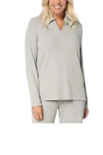 Cuddl Duds Women's Soft Rib Lounge Top Gray