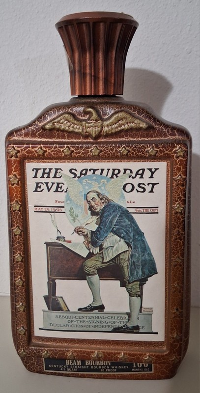 Vintage Jim Beam Decanter Bottle 1976 Saturday Evening Post Bicentennial Series