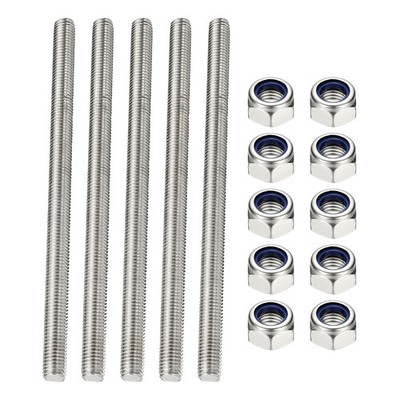 5 Pcs Fully Threaded Rod, M3 x 180mm Right Hand Thread Bar Studs with Nuts