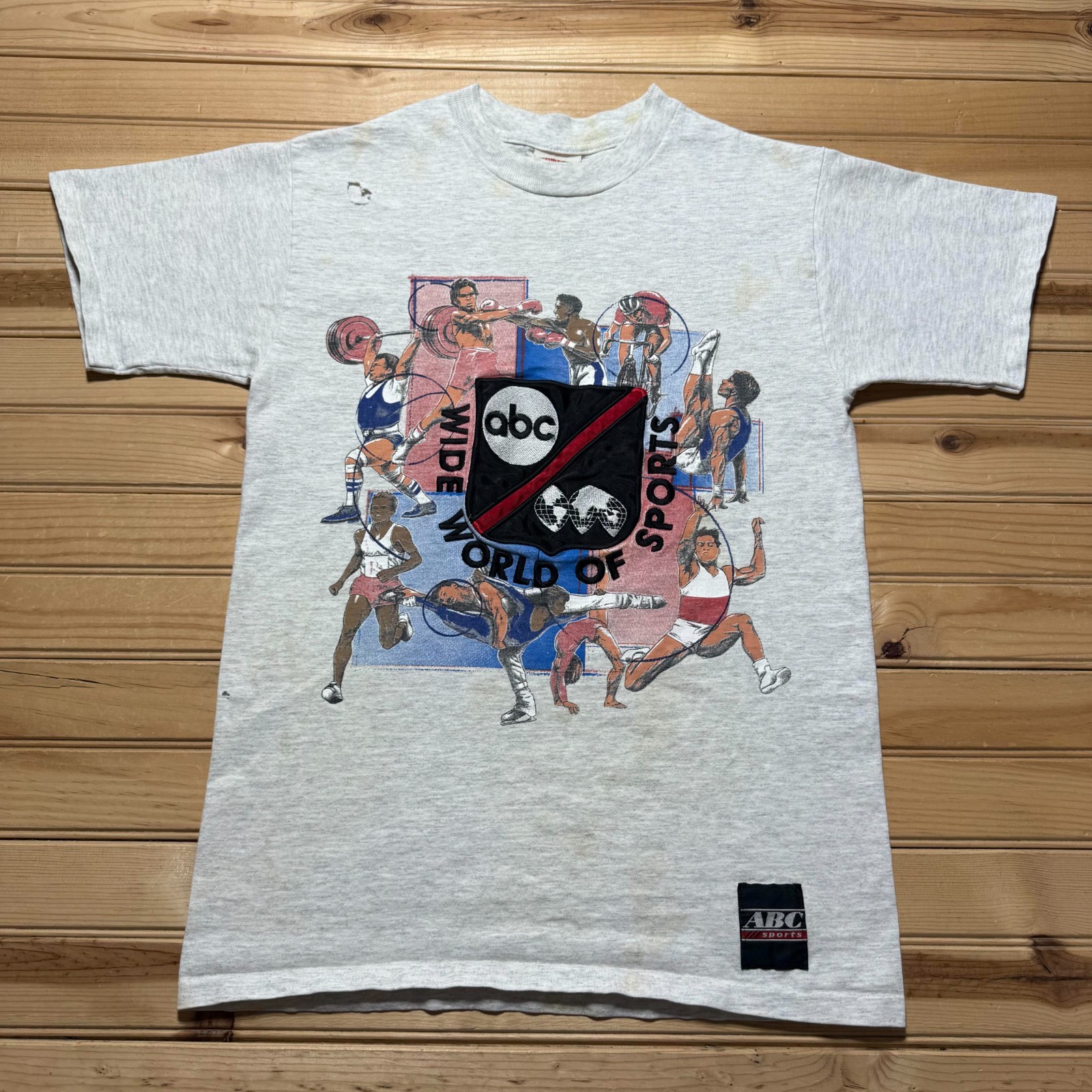 Vintage 90s ABC Wide World of Sports TV Show Heathered T-Shirt USA Made - Medium